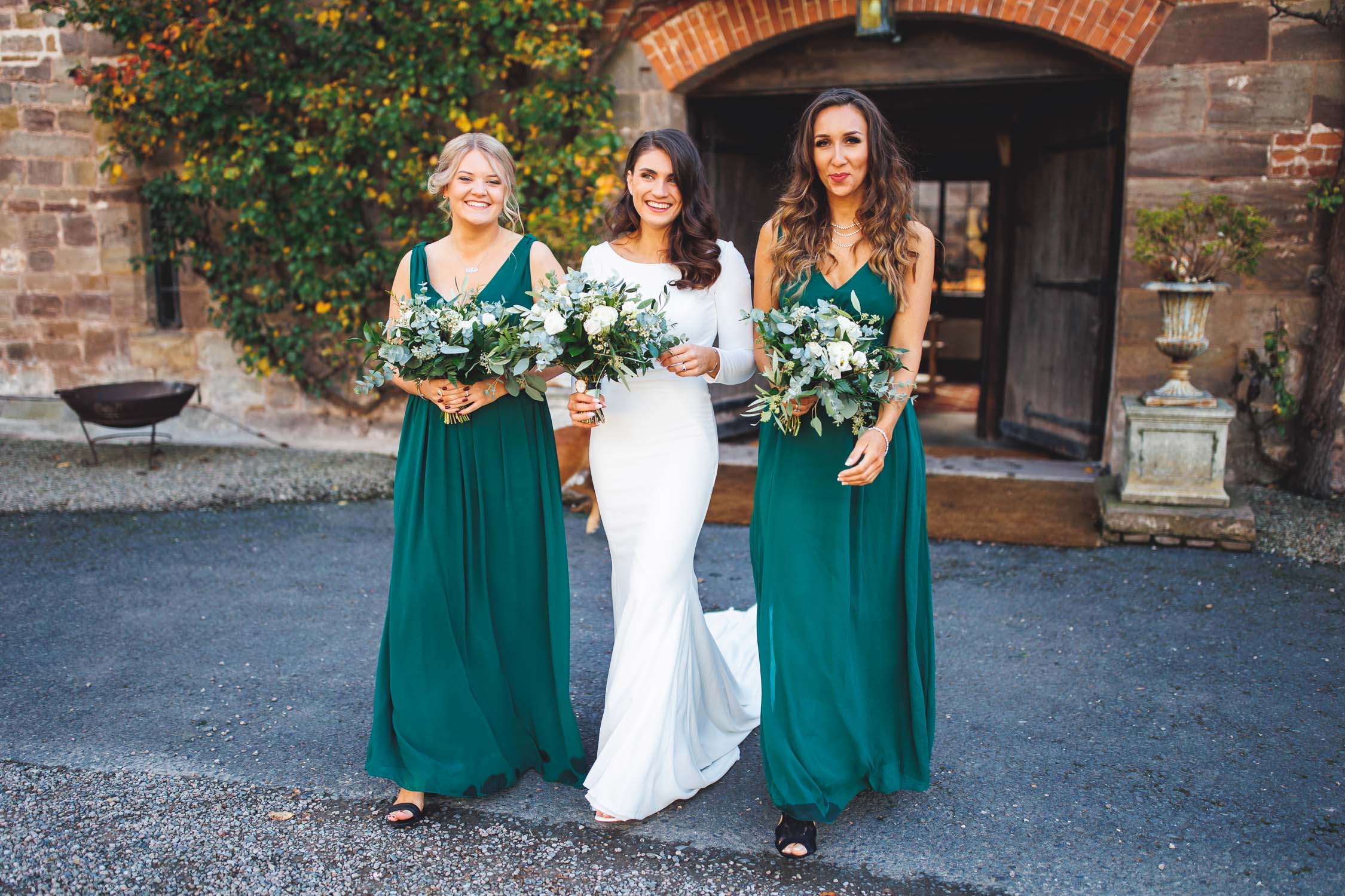 Bride and Bridesmaids at Brinsop Court in Herefordshire