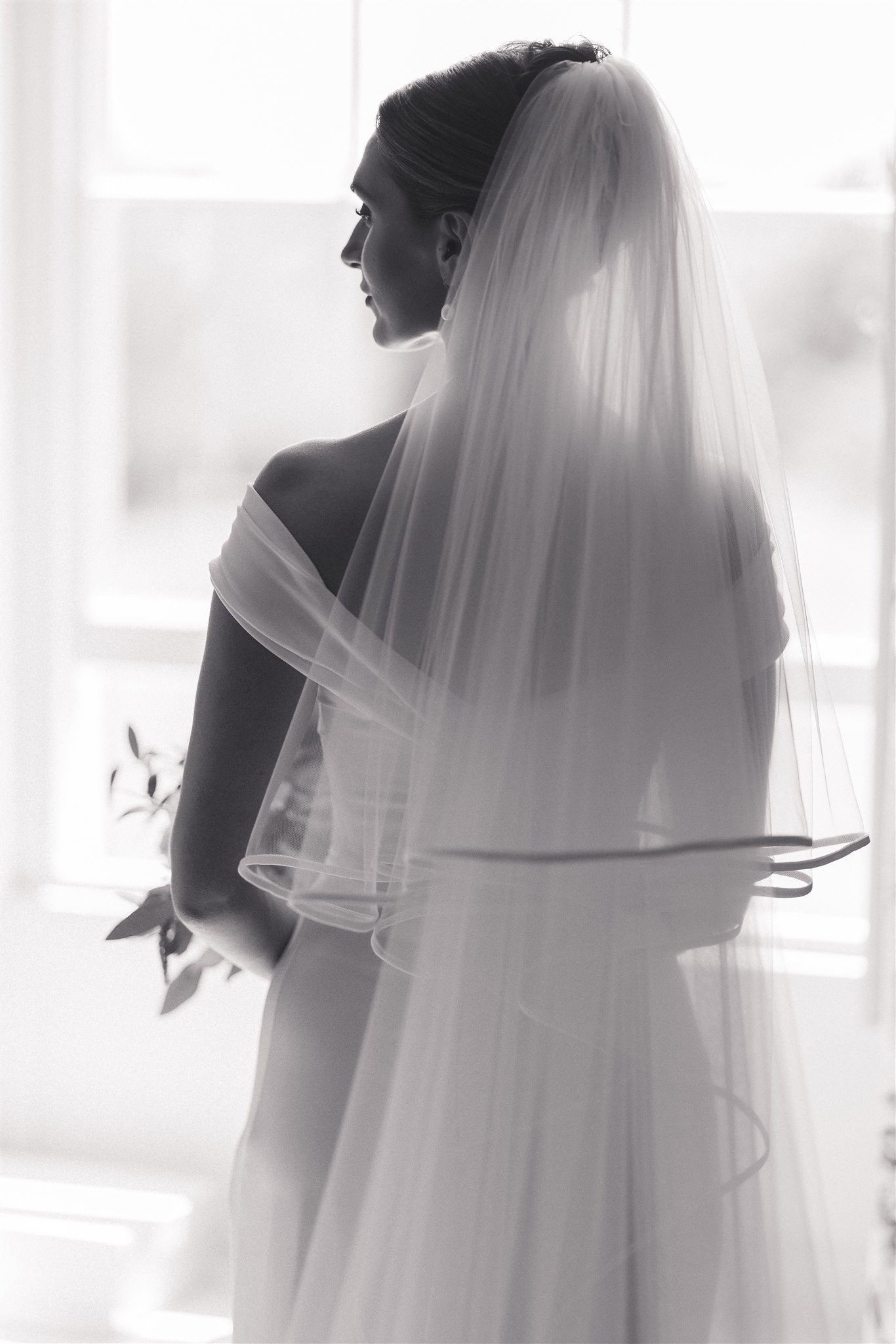 Zofia beneath her veil before the ceremony at Elmore Court