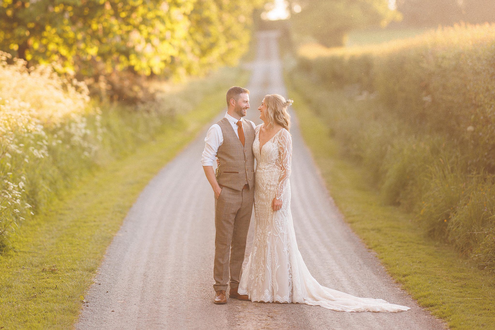 Amy and Phil walking back down the track at Broadfield Court