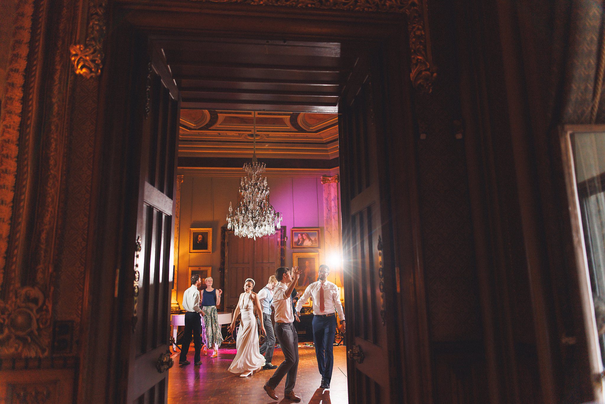 The drawing room at Eastnor Castle during the party