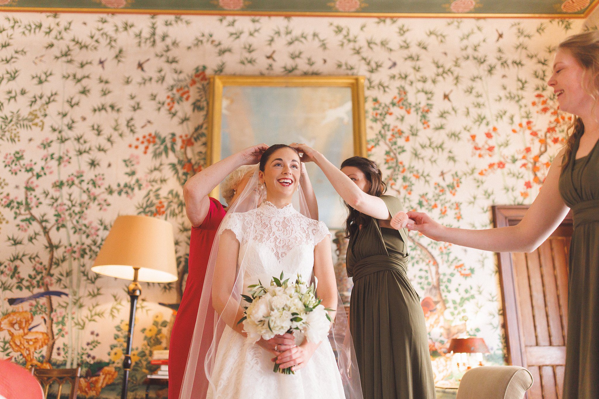 Lucinda with her bridesmaids before leaving for the priory