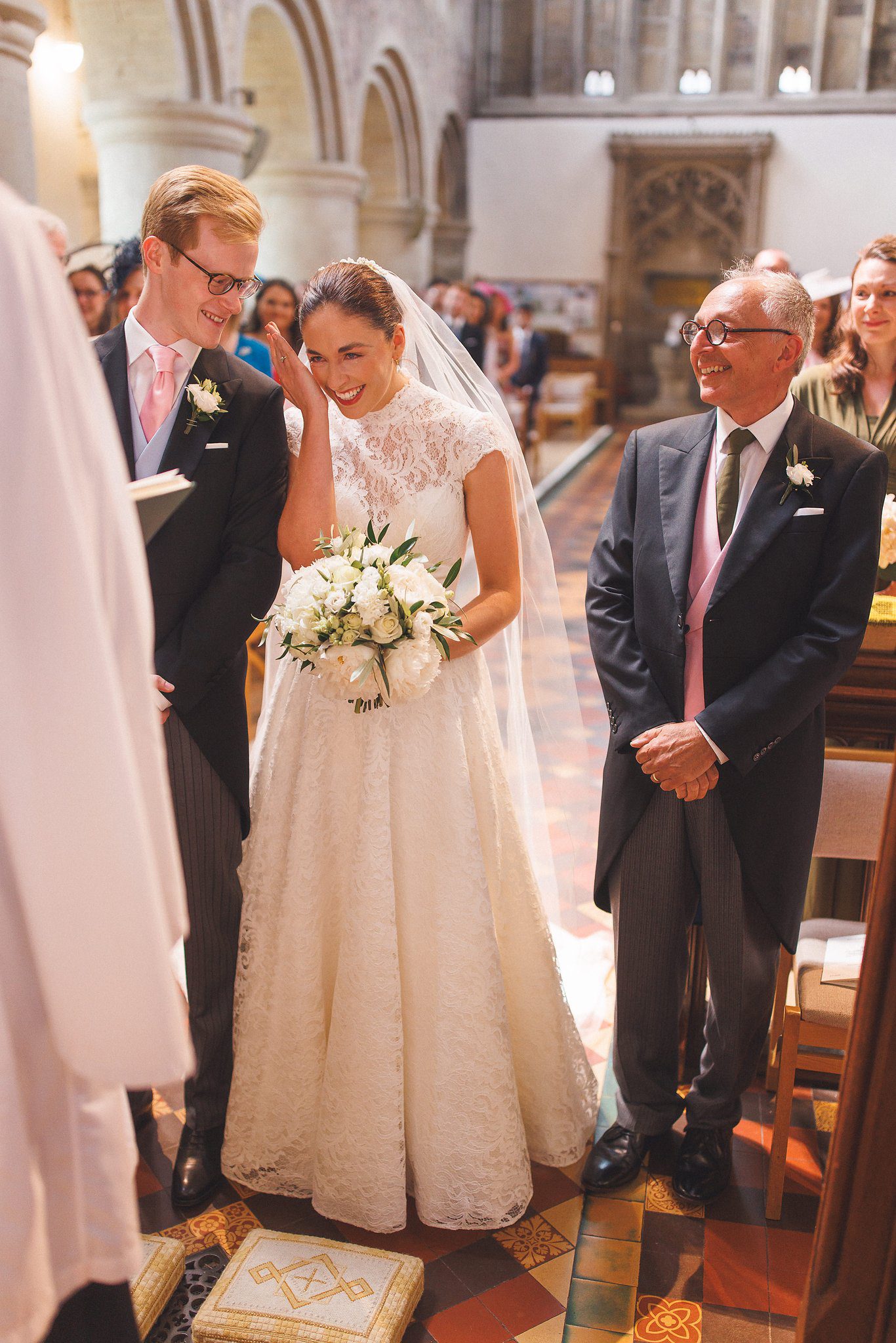 Lucinda arriving at the front of the church