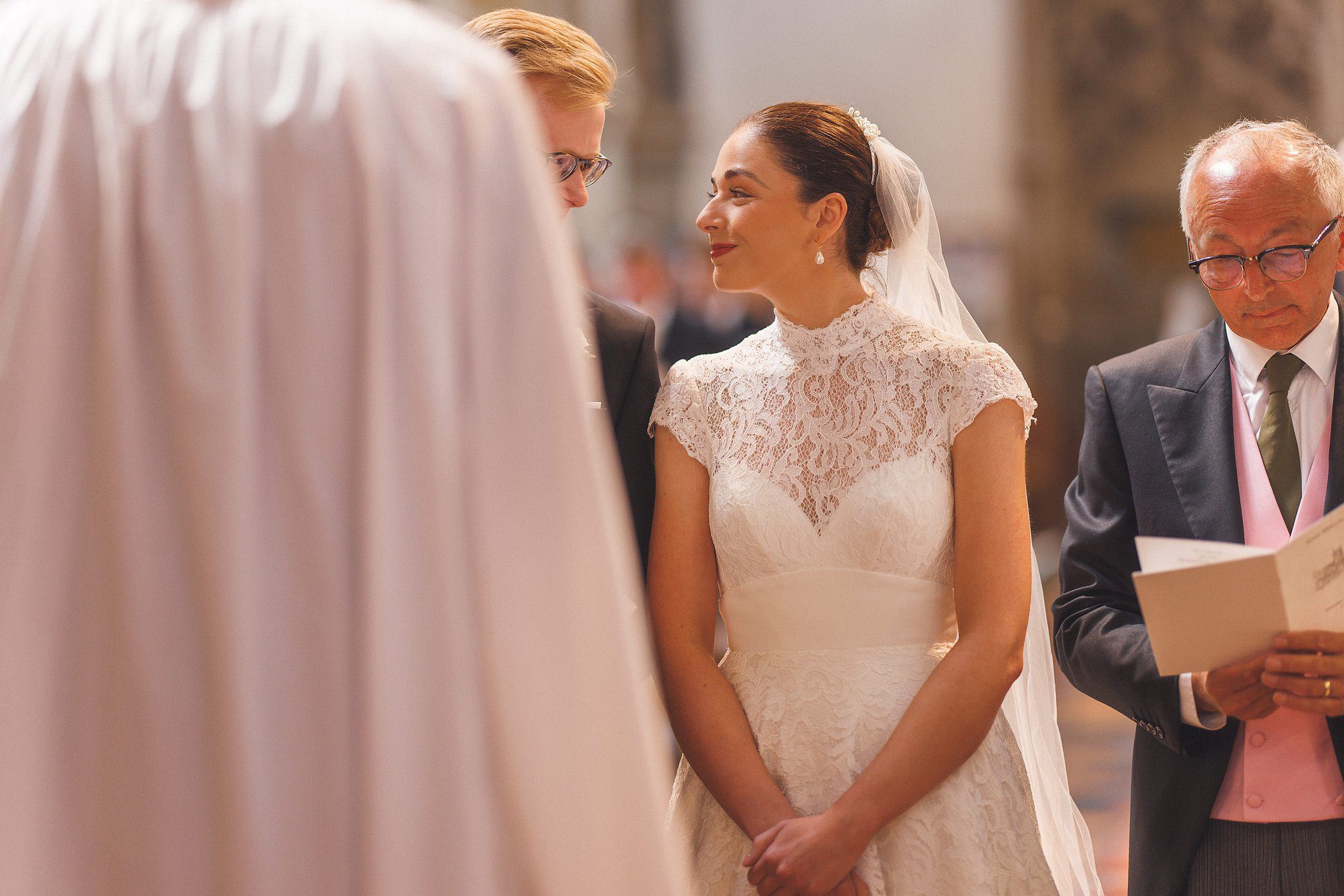 Lucinda during the ceremony at Great Malvern Priory