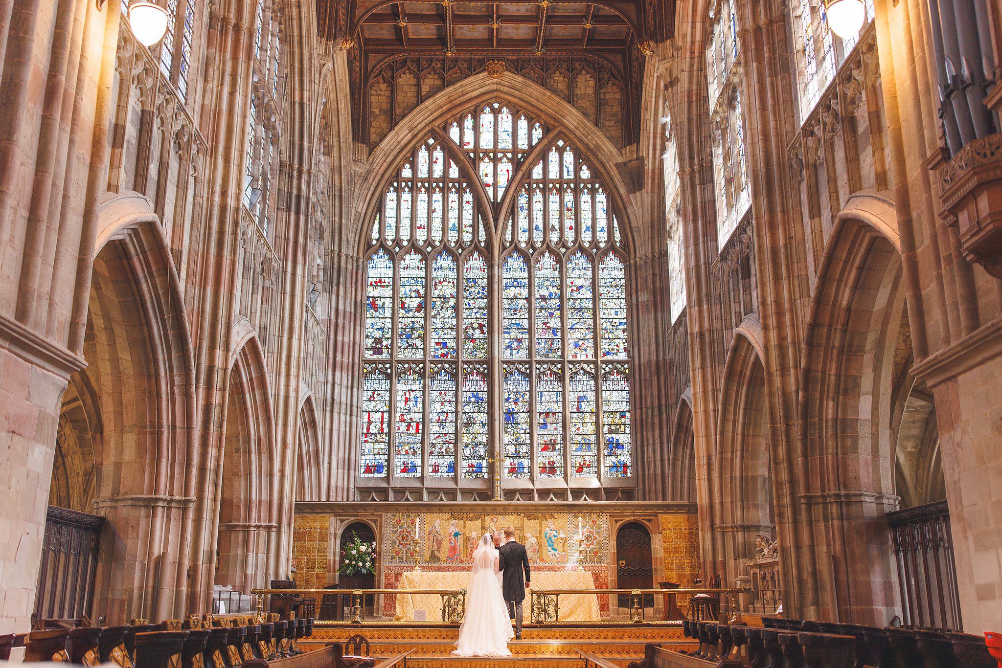 The priory seen from the back during the ceremony