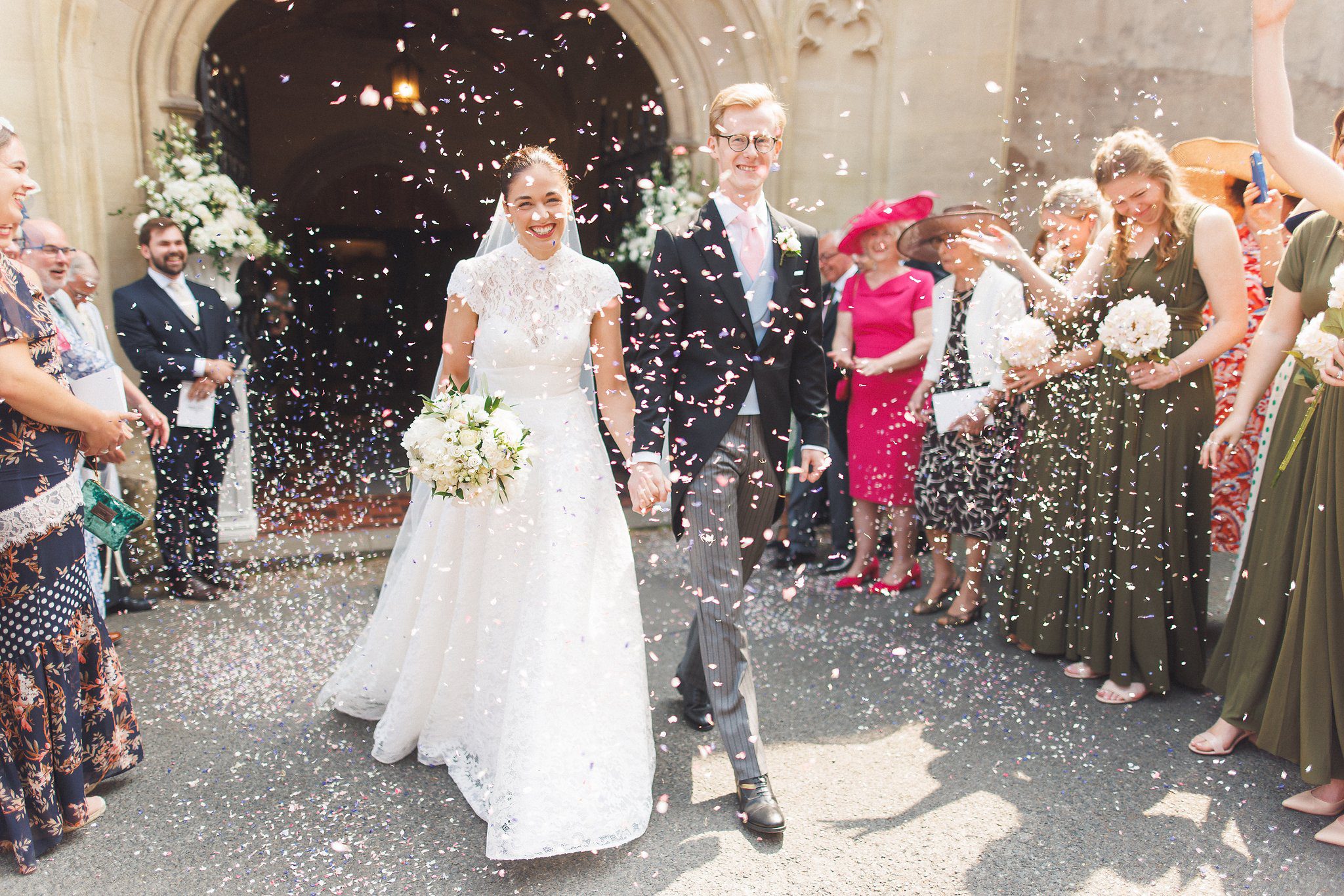 Confetti outside Great Malvern Priory