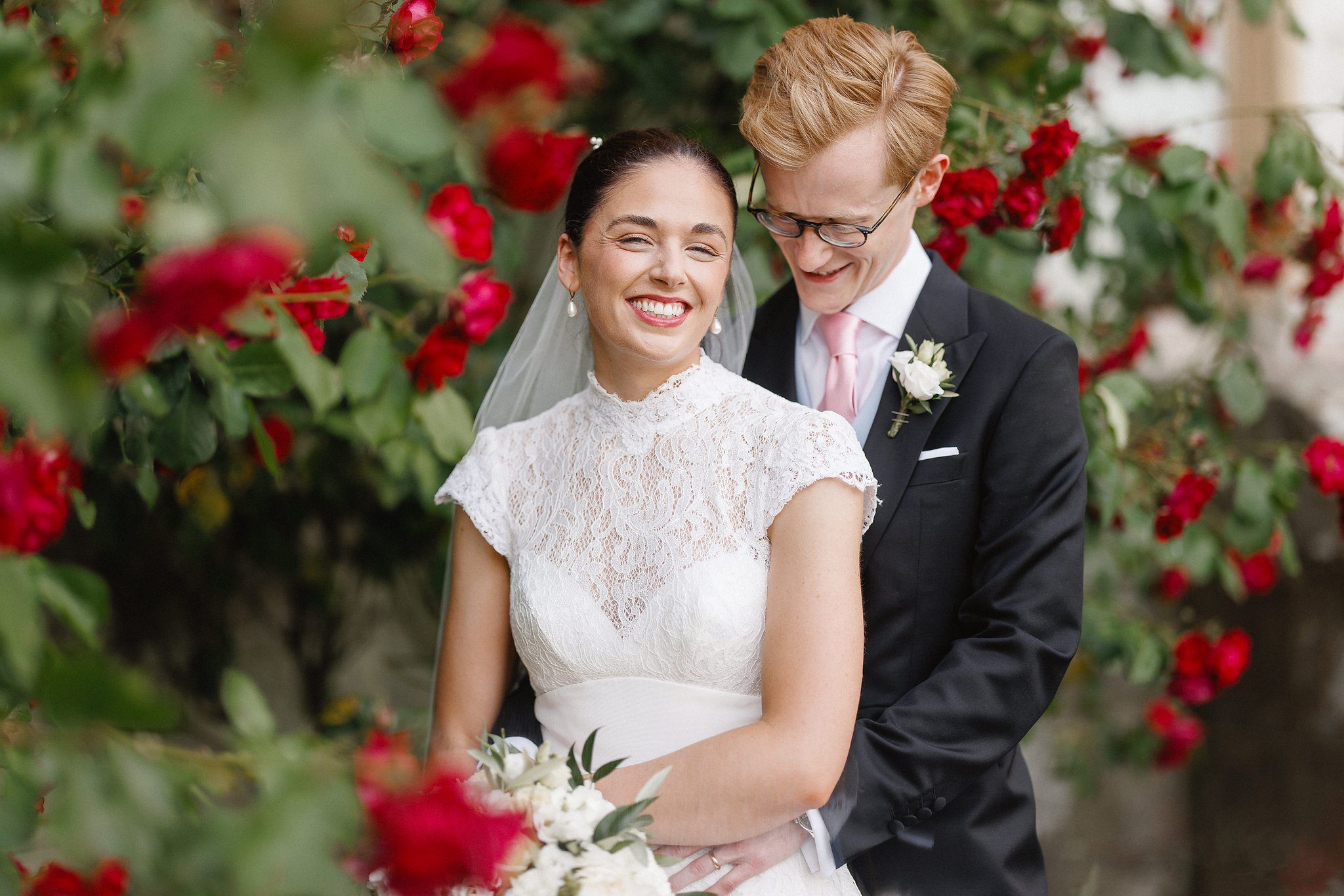 Lucinda and Tom together among the roses