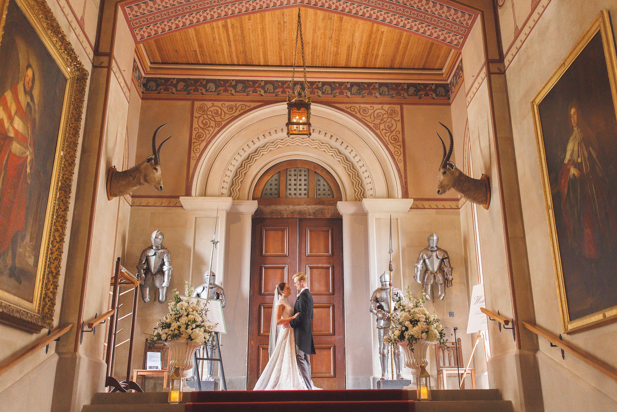 Lucinda and Tom in the great hall at Eastnor Castle