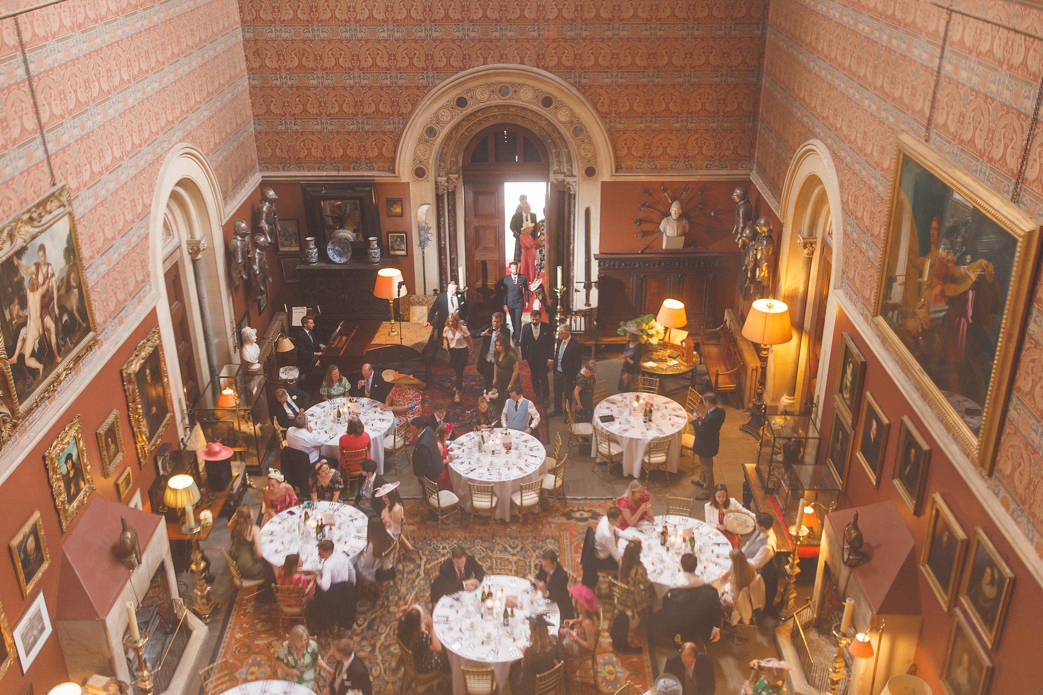 The great hall from above during the wedding breakfast