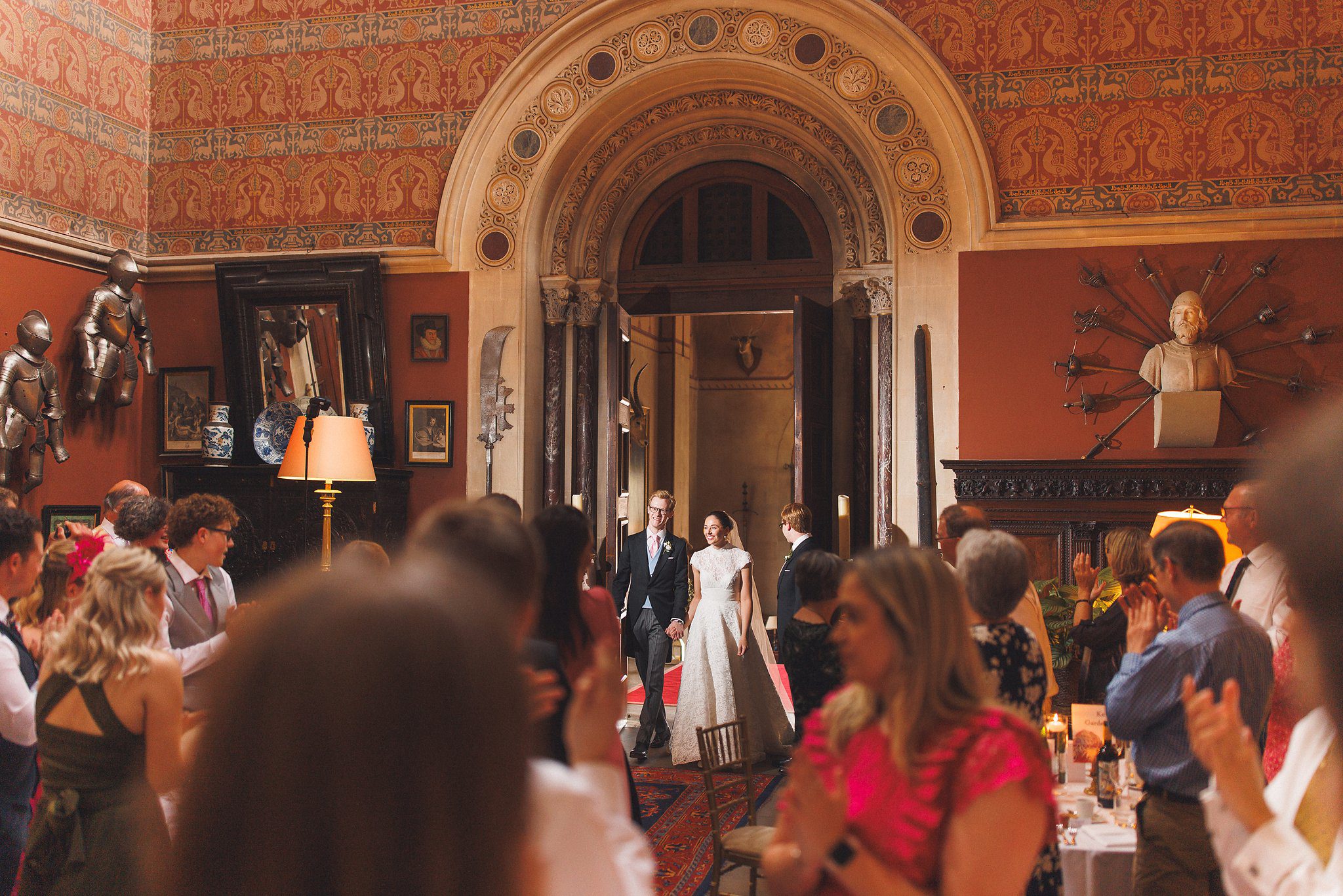Lucinda and Tom coming in to the wedding breakfast